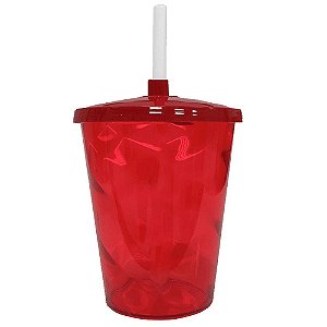 COPO TWISTER 300ML VERMELHO COM TAMPA E CANUDO UND