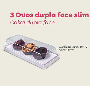 CAIXA FUNDO BRANCO/KRAFT DUPLA FACE SLIM P/ 3 MEIO OVO 150GR 330X130X70