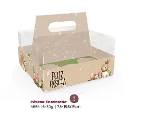 CESTA PORTA 6OVOS 50GR C/ALCA PASCOA ENCANTADA 7X15X15 C5 - C4864