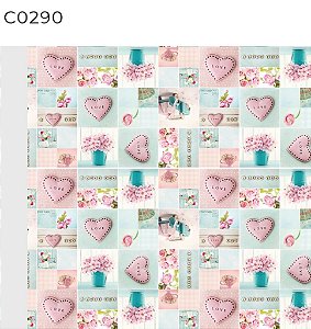 BOBINA 60CM FLORAL CORACAO E ROSA 290