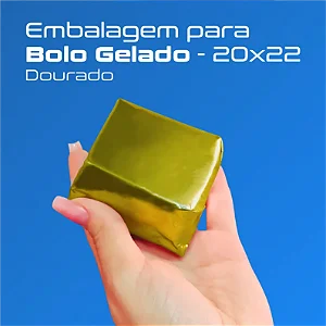 EMBALAGEM LAMINADA PARA BOLO OURO BRILHO 20x22 C/50 UND