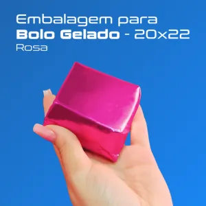 EMBALAGEM LAMINADA PARA BOLO ROSA 20x22 C/50 UND