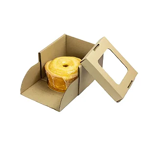 CAIXA KRAFT C/VISOR P/ BOLOS CASEIROS 16,5X16,5X12CM