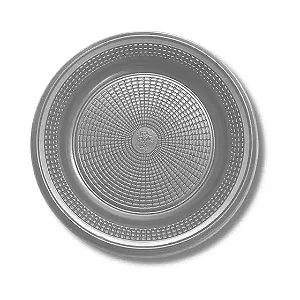 PRATO 15CM BIODEGRADAVEL REDONDO RASO PRATA C/10