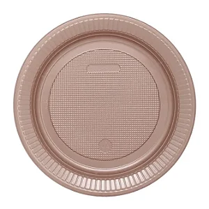PRATO 15CM BIODEGRADAVEL REDONDO RASO ROSE GOLD C/10