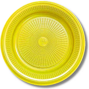 PRATO 15CM BIODEGRADAVEL REDONDO RASO AMARELO C/10