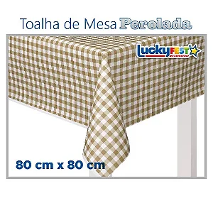 TOALHA MESA XADREZ OURO 80X80 C/10