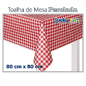TOALHA MESA XADREZ VERMELHO 80X80 C/10