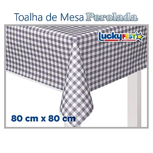 TOALHA MESA XADREZ PRATA 80X80 C/10
