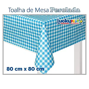 TOALHA MESA XADREZ AZUL CLARO 80X80 C/10