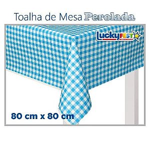 TOALHA MESA XADREZ AZUL CLARO 80X80 C/10