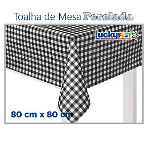 TOALHA MESA XADREZ PRETO 80X80 C/10