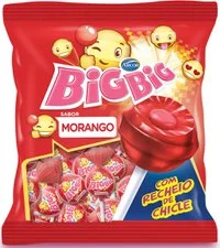 PIRULITO BIG BIG MORANGO C/ RECHEIO CHICLETE 500G C/42 UND