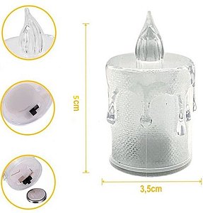 VELA LED DECORACAO BRANCA 3,7 CM X 8 CM UNIDADE