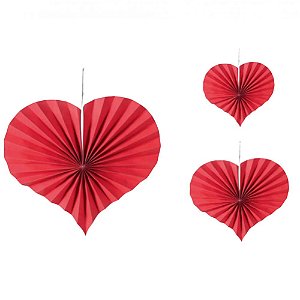 ENFEITE DECORATIVO CORAÇÃO 20cm 30cm 40cm C/3 UND