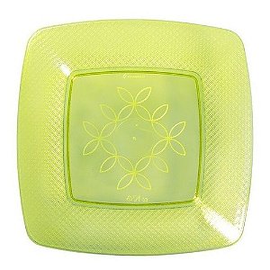 PRATO ACRIL VERDE NEON 15CM QUADRADO C/10 UND