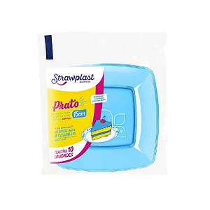 PRATO ACRILICO 15CM AZUL NEON C/10