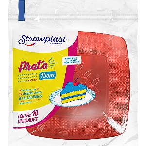 PRATO ACRILICO 15CM VERMELHO NEON PAC C/10