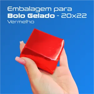 EMBALAGEM LAMINADA PARA BOLO VERMELHO 20x22 C/50 UND