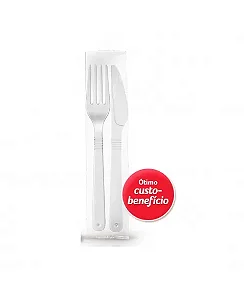 KIT SACHE GARFO E FACA FORTE IT'S BIO BRANCO C/50 UND