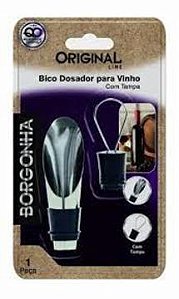 DOSADOR INOX PARA VINHO COM TAMPA BORGONHA