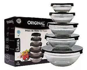 JOGO 5 POTES VIDRO TP PLAST PRETA ORIGINAL