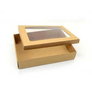 CAIXA RETANGULAR KRAFT COM VISOR 35X23X9CM UND