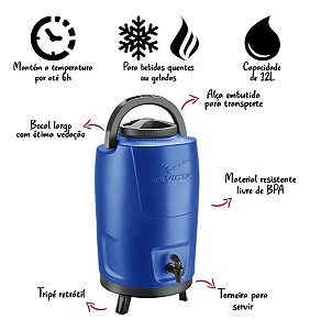 BOTIJAO TERMICO TRIPE INCESS BLUE 12 LTS