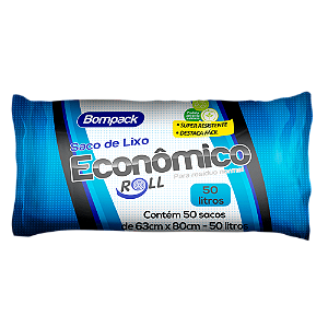 SACO DE LIXO BOMPACK ECONOMICO PRETO 50 LITROS C/50 63x80cm