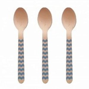 COLHER SOBREMESA MADEIRA ZIG ZAG AZUL C/12 UND