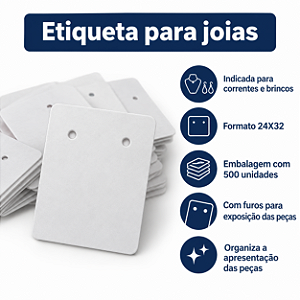 ETIQUETA PARA CORRENTES BRINCOS 24X32MM 500 UNIDADES