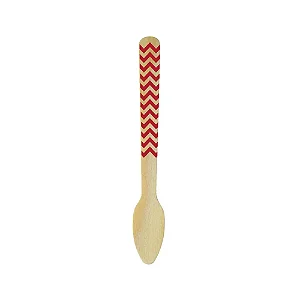 COLHER SOBREMESA MADEIRA ZIG ZAG VERMELHO C/12 UND