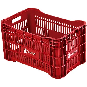CAIXA PLASTICA HORTFRUTI VERMELHA 60 LITROS 31X36X55,5