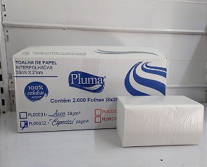 PAPEL TOALHA INTERF F.DUPLA 100% - 31gm 20x21 CX C/1600 UND