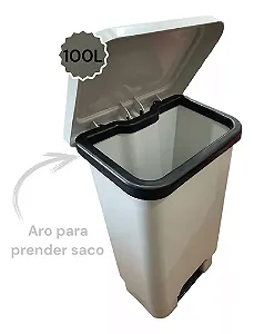 LIXEIRA RETANGULAR 100 LITROS BRANCA