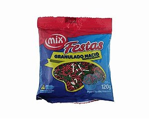 CONFEITO GRANULADO MACIO VERDE/BRANCO/VERMELHO MIX FESTAS 120G