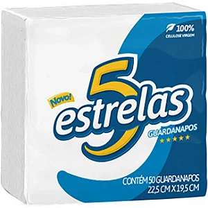 GUARDANAPO 5 ESTRELAS 22X19 BRANCO C/50 UN 100%