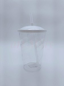 COPO FEST 750ML TRANSPARENTE COM TAMPA E CANUDO