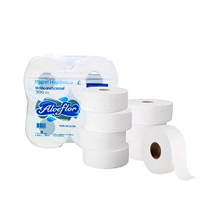 PAPEL HIGIENICO BRANCO 100% EXTRA LUXO ROLAO ALVE FLOR 10CMX300M FD C/8 UND