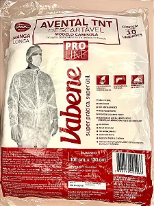 AVENTAL TNT BRANCO MANGA LONGA C/10 UNIDADES