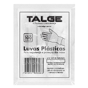 LUVA PLASTICA POLIETILENO TAMANHO UNICO 100 UNIDADES - TALGE