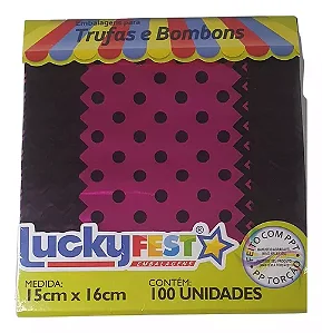 EMBALAGEM TRUFA POA PRETO/PINK 15X16 C/100 UND