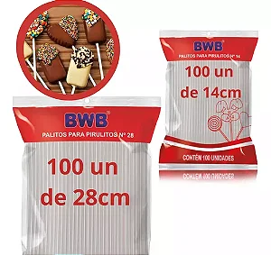 PALITO PIRULITO TUBO PET BRANCO 28CM C/50