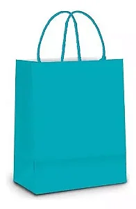SACOLA PAPEL TURQUESA PP 18X22X9 C/10