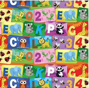 BOBINA 60CM INFANTIL BICHINHOS E LETRAS REF 356
