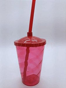 COPO FEST 400ML TAMPA/CANUDO VERMELHO TRANSPARENTE