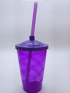 COPO FEST 400ML TAMPA/CANUDO ROXO TRANSPARENTE