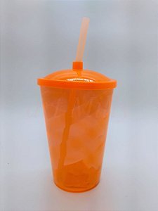 COPO FEST 750ML LARANJA TRANSP TAMPA E CANUDO