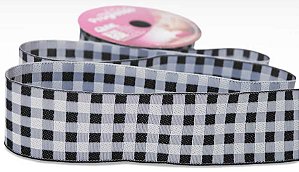 FITA 219 XADREZ BORDADO PRETO 22MMX10MT