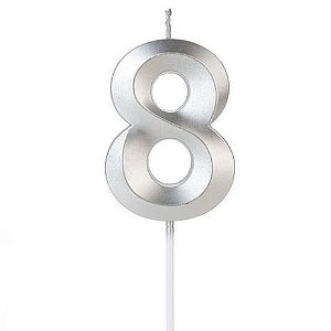 VELA DESIGN PRATA NUMERO 8